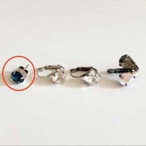 Sabika Crystal Single Singlet Earring Missing Match Blue Round Solitaire